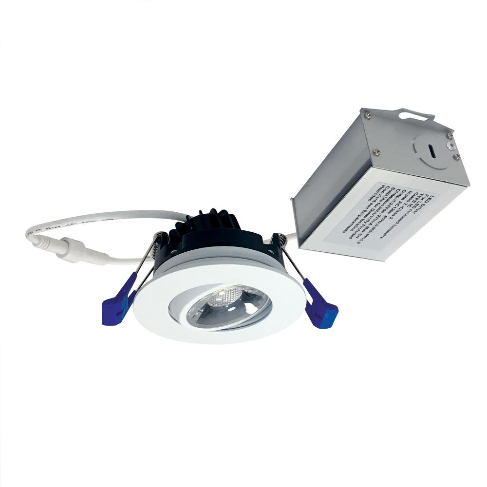 2" M2 Round LED Adjustable Gimbal, 400lm / 6W, 3000K, 120V, Matte Powder White