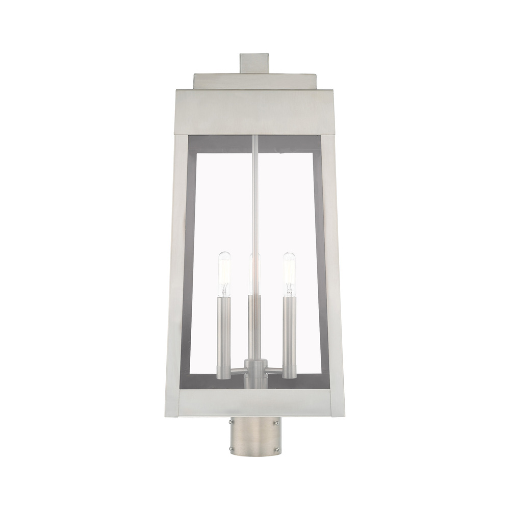 3 Lt Brushed Nickel Outdoor Post Top Lantern