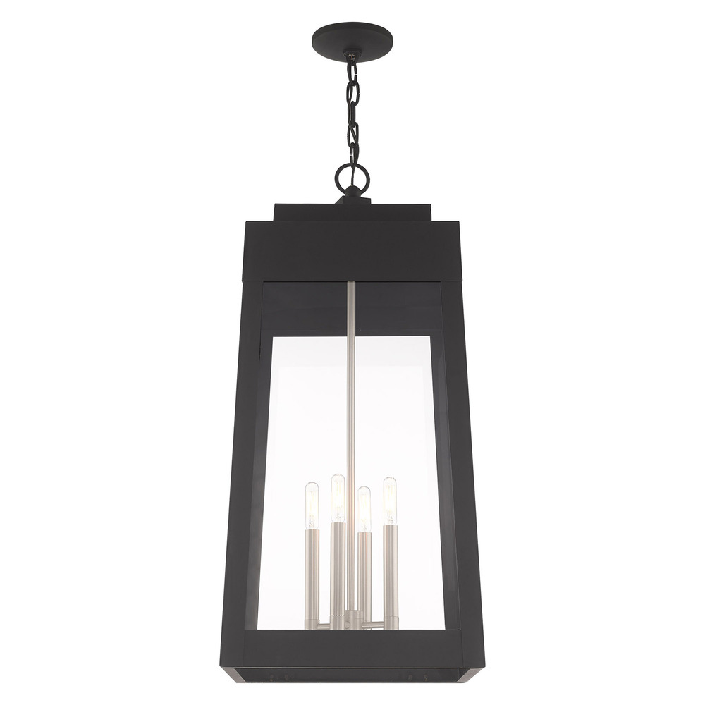 4 Lt Black Outdoor Pendant Lantern