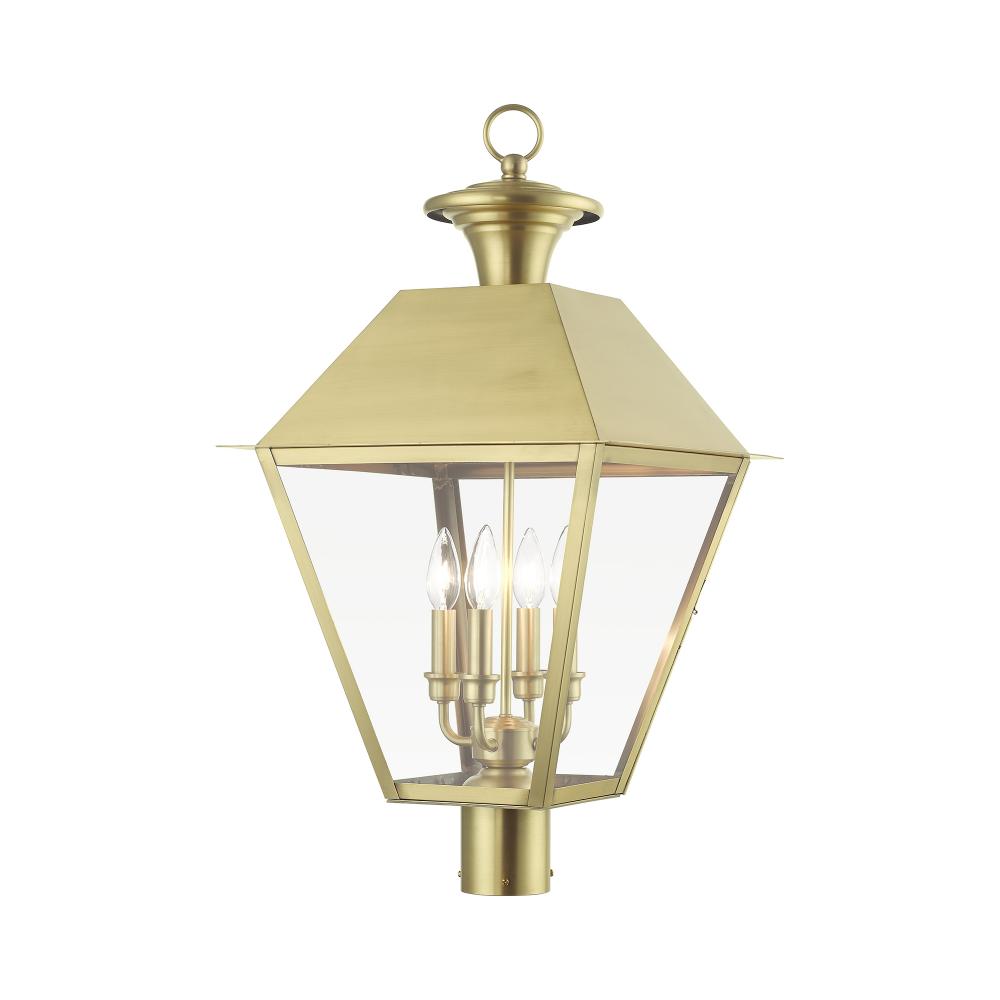 4 Light Natural Brass Outdoor Extra Large Post Top Lantern