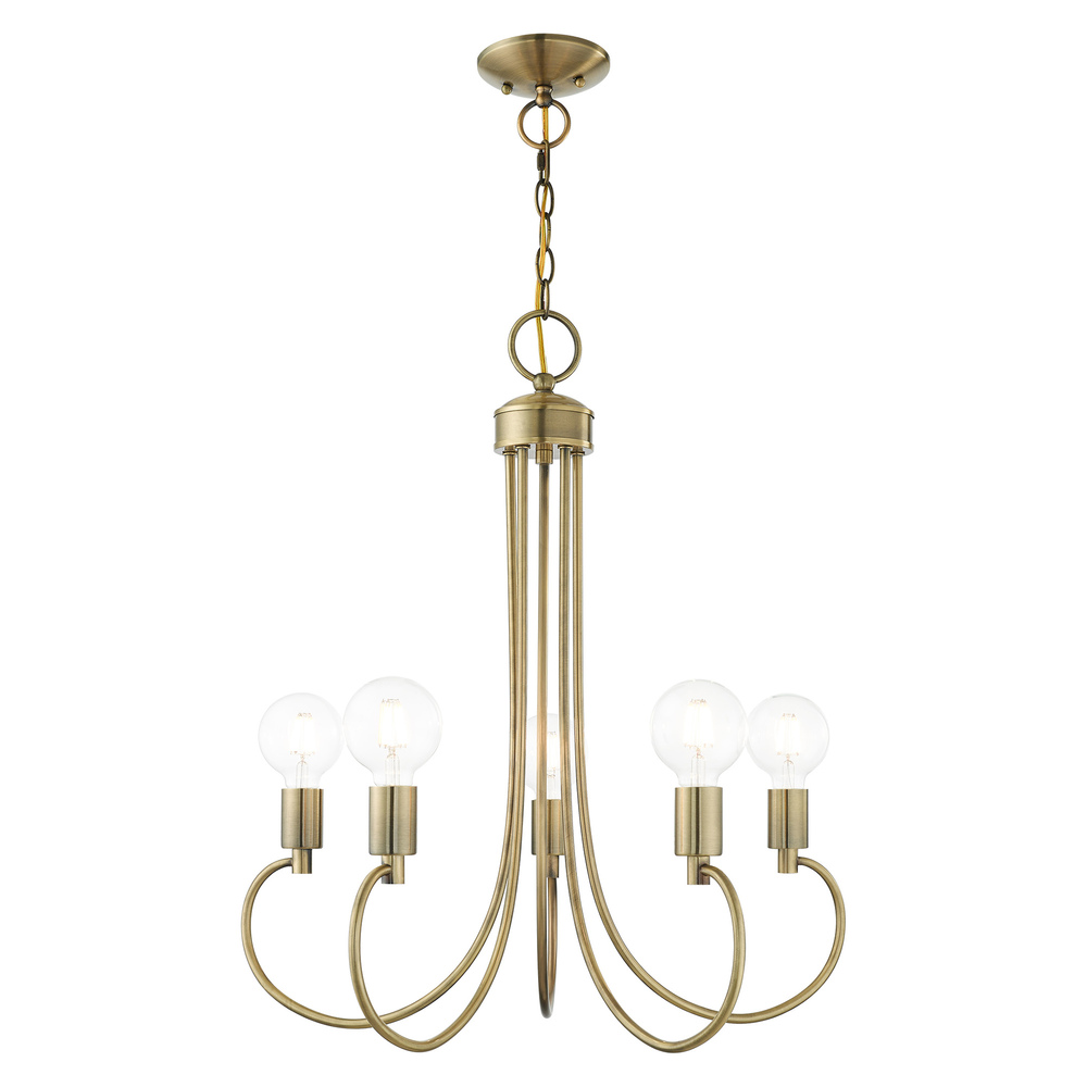 5 Lt Antique Brass Chandelier