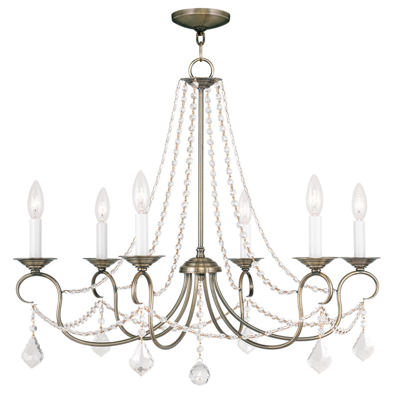 6 Light Antique Brass Chandelier