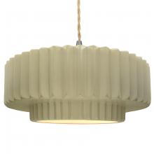 Justice Design Group CER-6555-VAN-NCKL-BEIG-TWST - Large Tier Pleated 1-Light Pendant