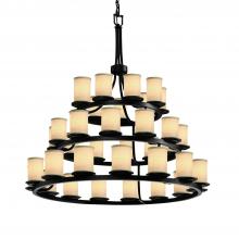 Justice Design Group FAB-8712-10-CREM-MBLK - Dakota 36-Light 3-Tier Ring Chandelier