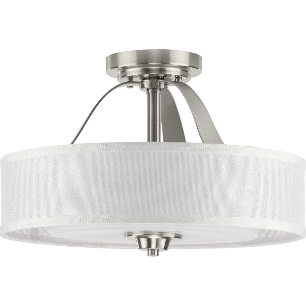 Kene Collection Brushed Nickel Two-Light Semi-Flush Convertible