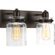 Progress P300046-020 - Calhoun Collection Two-Light Antique Bronze Clear Glass Farmhouse Bath Vanity Light