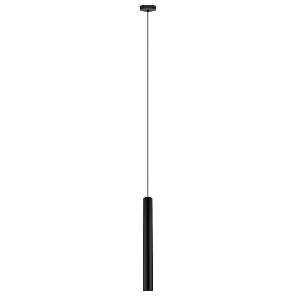 1x10W LED GU10 Single Tube Pendant With Matte Black Finish