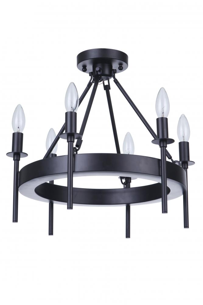 Larrson 6 Light Semi Flush in Flat Black