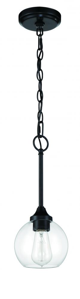 Glenda 1 Light Mini Pendant in Flat Black