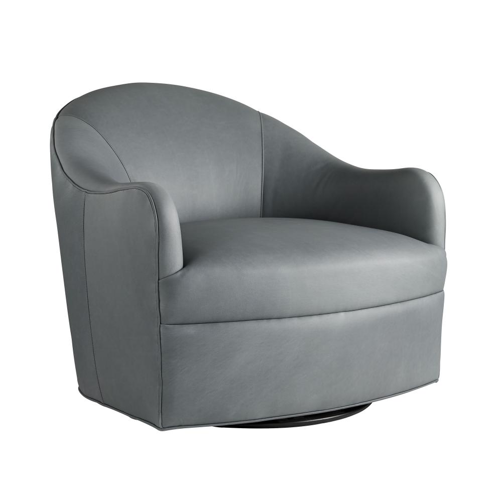 Delfino Chair Anchor Grey Leather Swivel