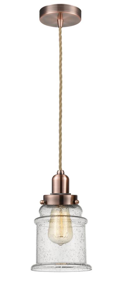 Whitney - 1 Light - 8 inch - Antique Copper - Cord hung - Mini Pendant