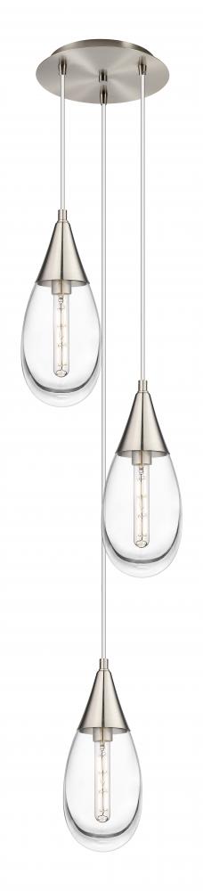 Malone - 3 Light - 14 inch - Brushed Satin Nickel - Multi Pendant