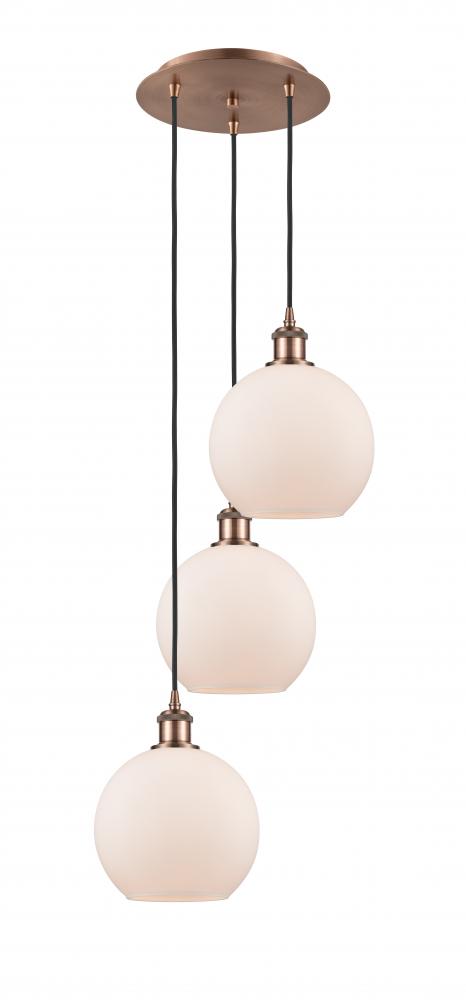 Athens - 3 Light - 15 inch - Antique Copper - Cord Hung - Multi Pendant