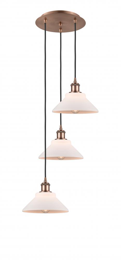 Orwell - 3 Light - 15 inch - Antique Copper - Cord Hung - Multi Pendant