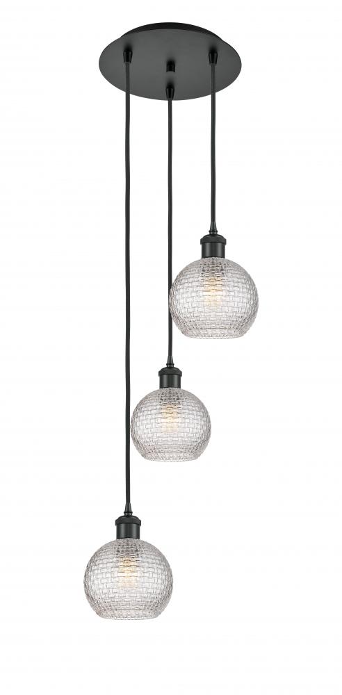 Athens - 3 Light - 12 inch - Matte Black - Cord Hung - Multi Pendant