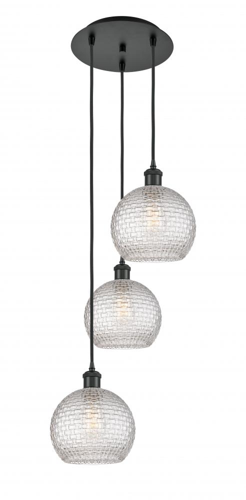 Athens - 3 Light - 15 inch - Matte Black - Cord Hung - Multi Pendant