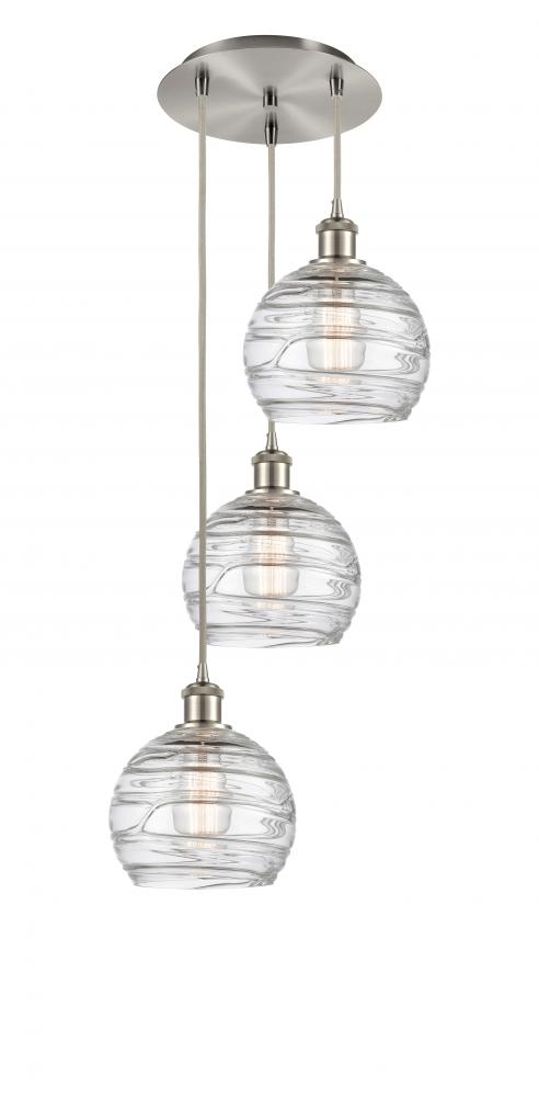 Athens Deco Swirl - 3 Light - 15 inch - Brushed Satin Nickel - Cord hung - Multi Pendant