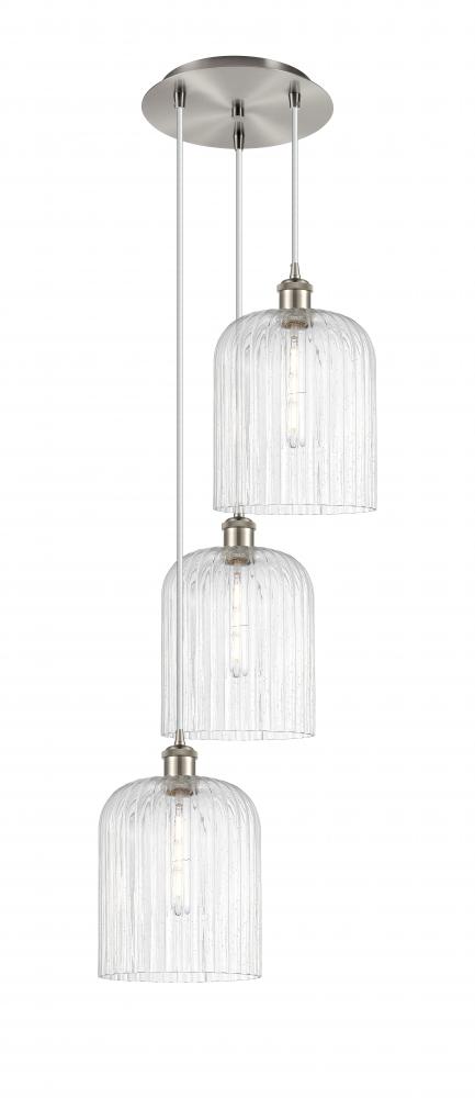 Bridal Veil - 3 Light - 12 inch - Brushed Satin Nickel - Cord Hung - Multi Pendant