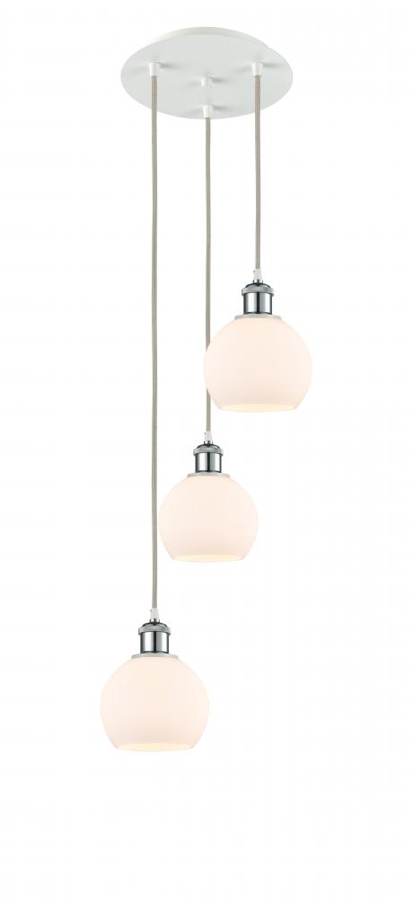 Athens - 3 Light - 12 inch - White Polished Chrome - Cord Hung - Multi Pendant