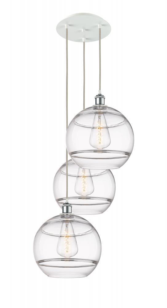 Rochester - 3 Light - 19 inch - White Polished Chrome - Cord Hung - Multi Pendant