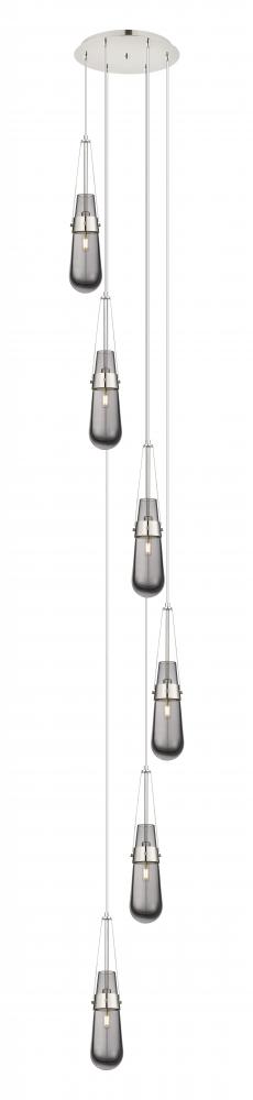 Milan - 6 Light - 15 inch - Polished Nickel - Multi Pendant