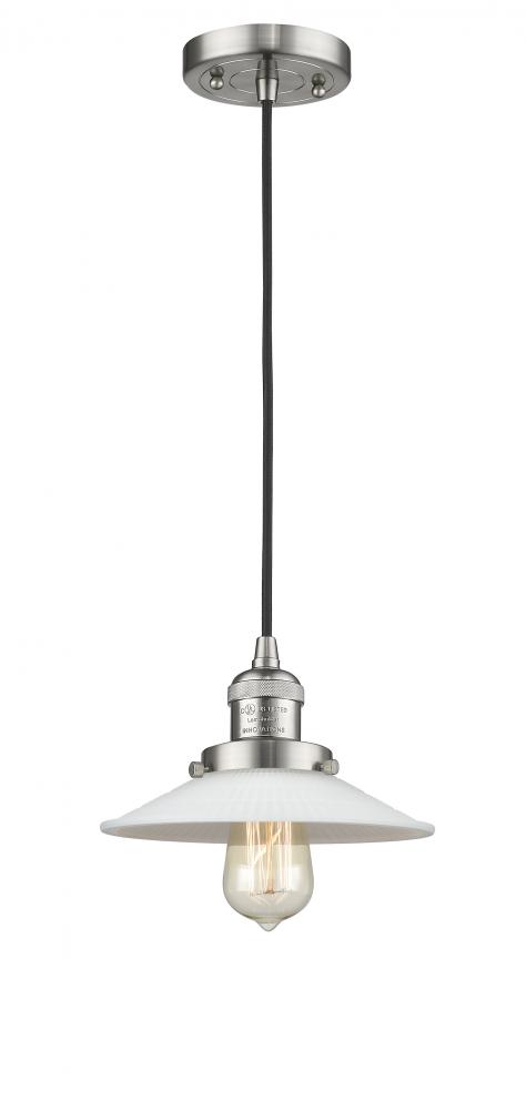 Halophane - 1 Light - 9 inch - Brushed Satin Nickel - Cord hung - Mini Pendant