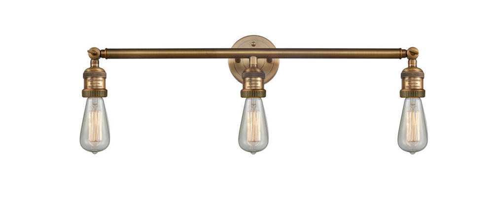 Bare Bulb - 3 Light - 30 inch - Brushed Brass - Bath Vanity Light