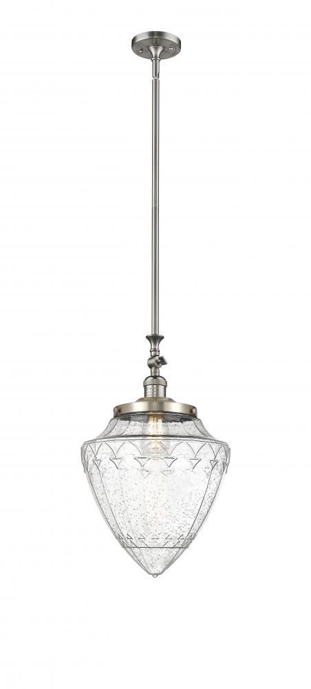 Bullet - 1 Light - 12 inch - Brushed Satin Nickel - Stem Hung - Mini Pendant