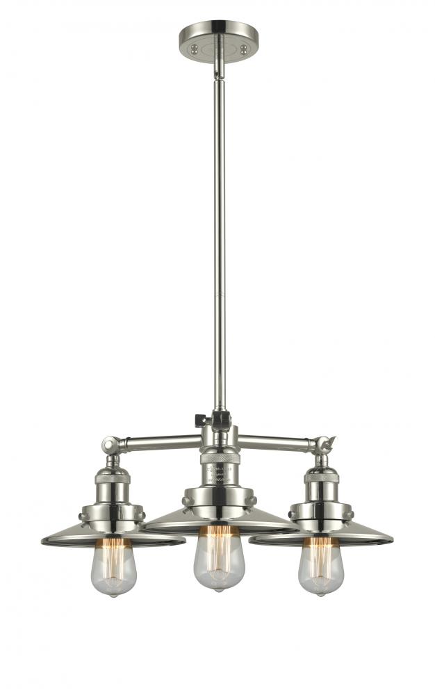 Railroad - 3 Light - 19 inch - Polished Nickel - Stem Hung - Chandelier