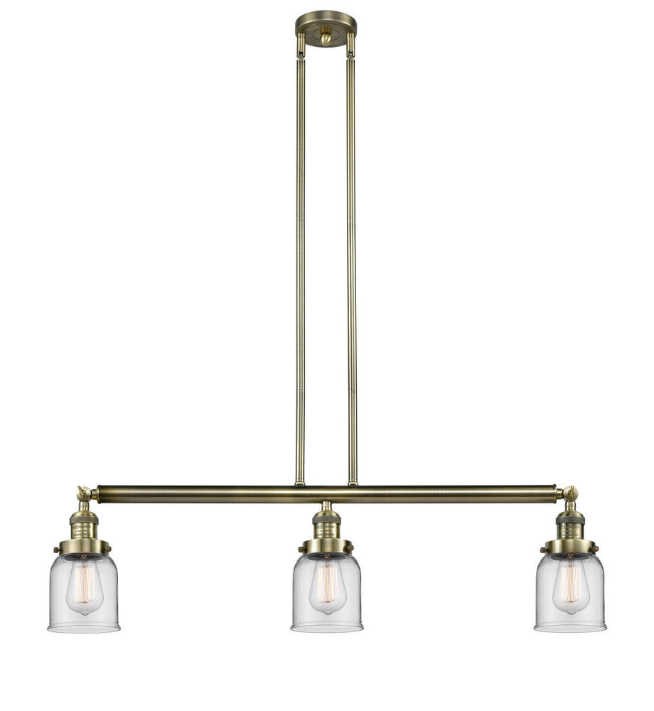 Bell - 3 Light - 38 inch - Antique Brass - Stem Hung - Adjustable Island Light