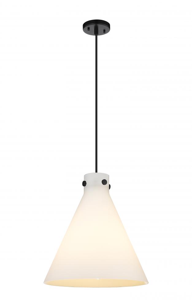 Newton Cone - 1 Light - 16 inch - Matte Black - Cord hung - Pendant