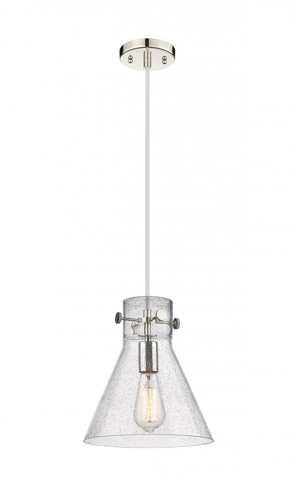 Newton Cone - 1 Light - 10 inch - Polished Nickel - Cord hung - Pendant