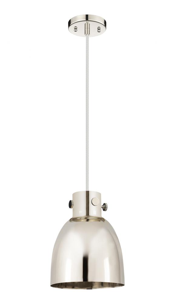 Newton Bell - 1 Light - 8 inch - Polished Nickel - Cord hung - Pendant