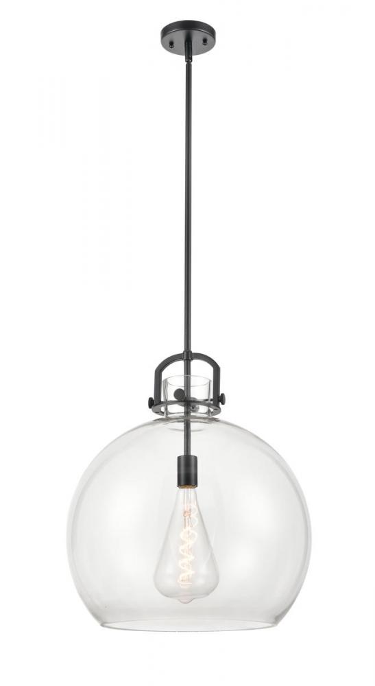 Newton Sphere - 1 Light - 18 inch - Matte Black - Cord hung - Pendant