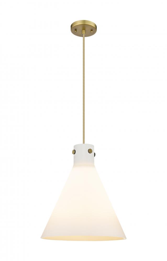 Newton Cone - 3 Light - 16 inch - Brushed Brass - Cord hung - Pendant