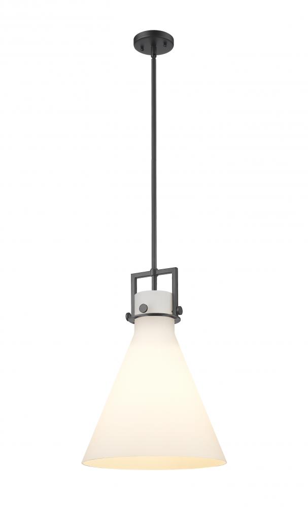 Newton Cone - 1 Light - 14 inch - Matte Black - Cord hung - Pendant