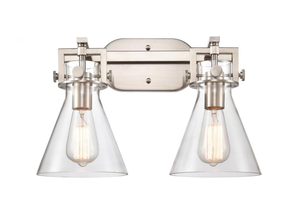 Newton Cone - 2 Light - 17 inch - Polished Nickel - Bath Vanity Light