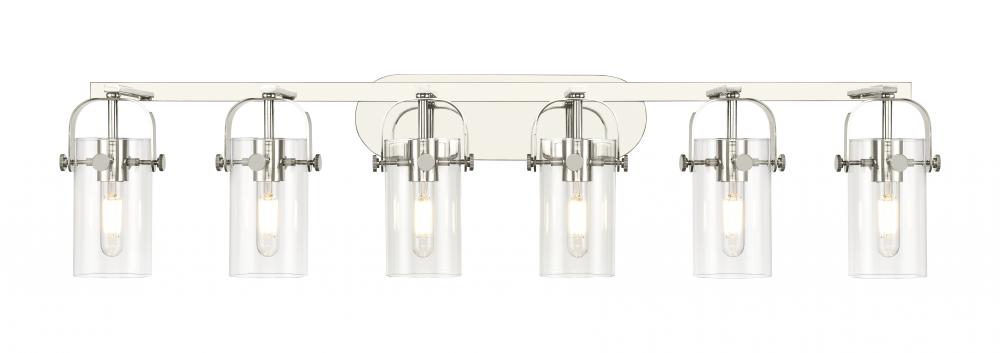 Pilaster II Cylinder - 6 Light - 44 inch - Polished Nickel - Bath Vanity Light