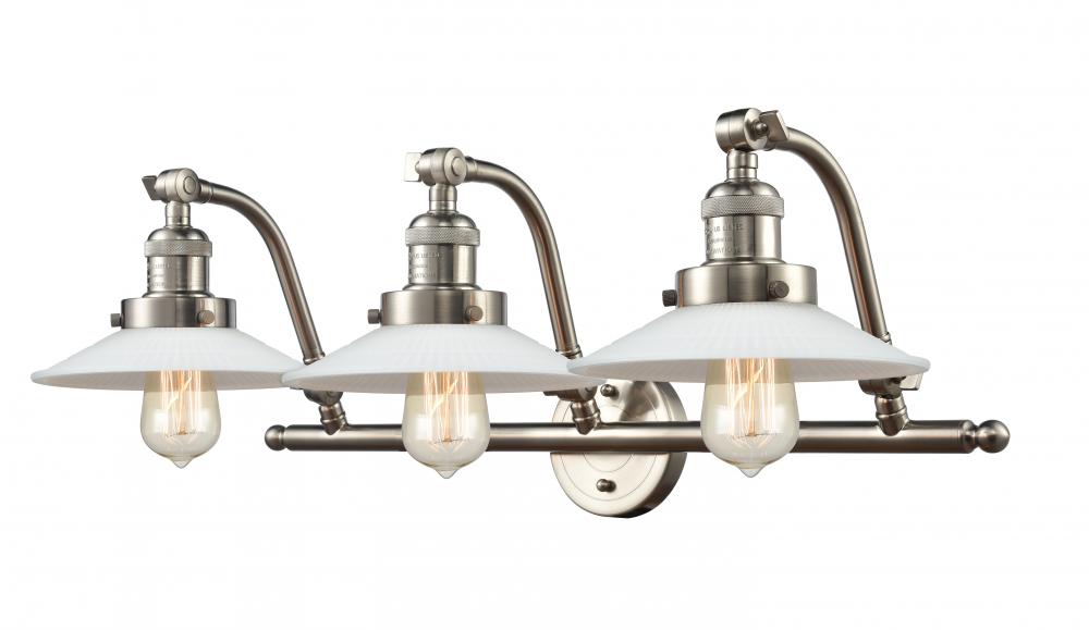 Halophane - 3 Light - 28 inch - Brushed Satin Nickel - Bath Vanity Light