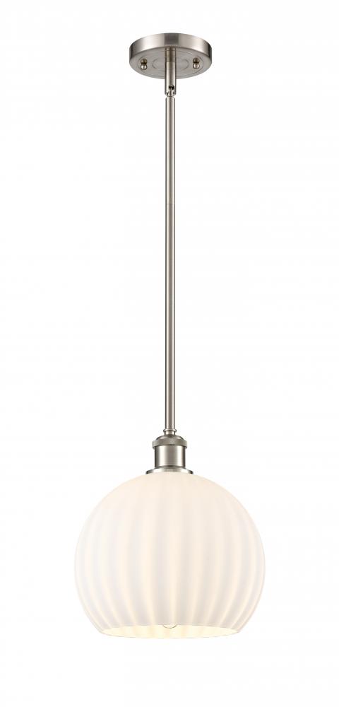 White Venetian - 1 Light - 10 inch - Brushed Satin Nickel - Mini Pendant