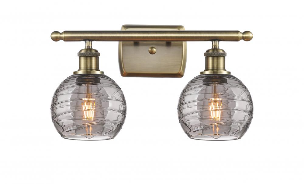 Athens Deco Swirl - 2 Light - 16 inch - Antique Brass - Bath Vanity Light