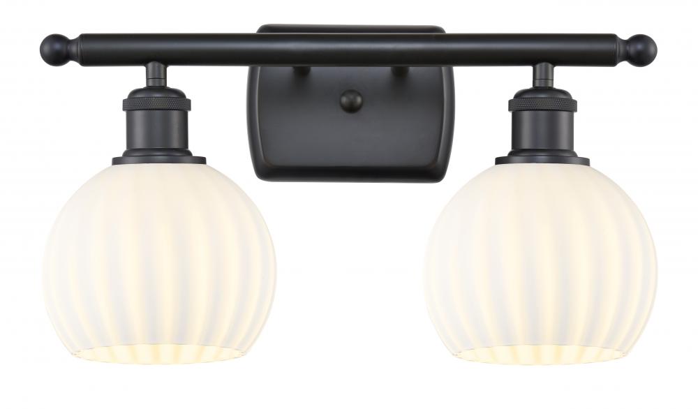 White Venetian - 2 Light - 16 inch - Matte Black - Bath Vanity Light