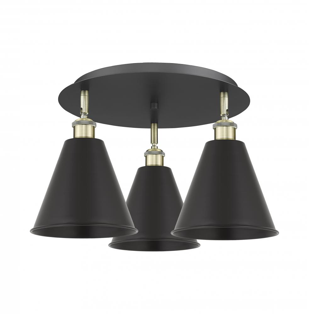 Berkshire - 3 Light - 20 inch - Black Antique Brass - Flush Mount