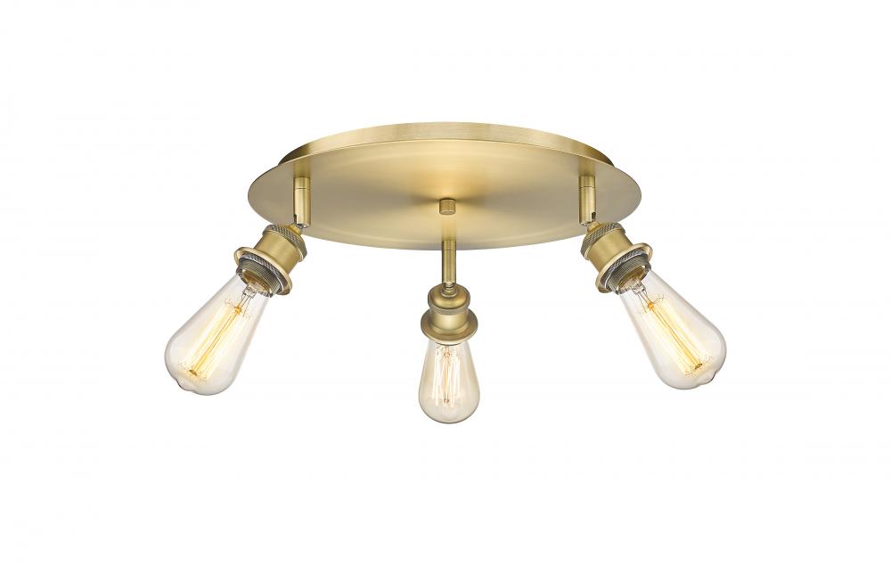 Ballston - 3 Light - 12 inch - Brushed Brass - Flush Mount