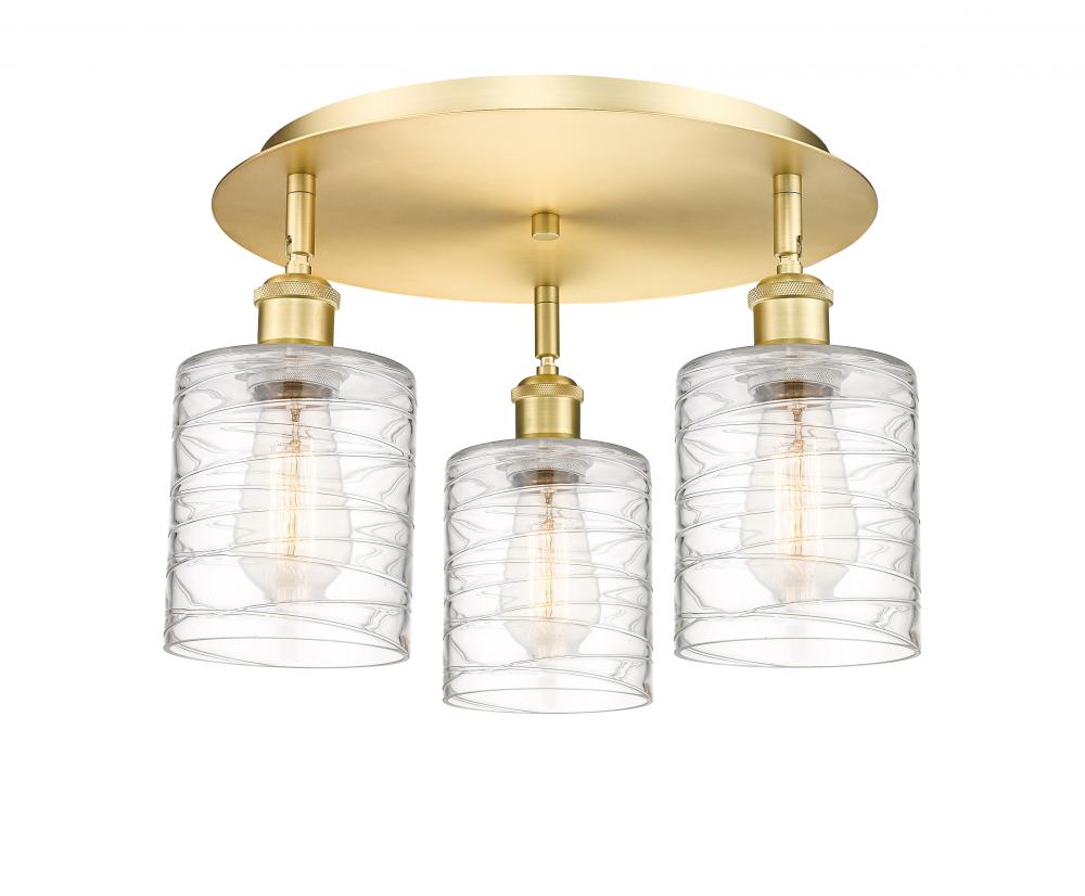 Cobbleskill - 3 Light - 17 inch - Satin Gold - Flush Mount