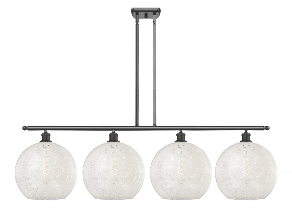 White Mouchette - 4 Light - 50 inch - Oil Rubbed Bronze - Stem Hung - Island Light