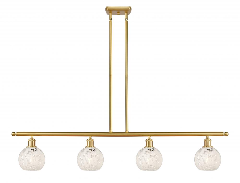 White Mouchette - 4 Light - 48 inch - Satin Gold - Stem Hung - Island Light