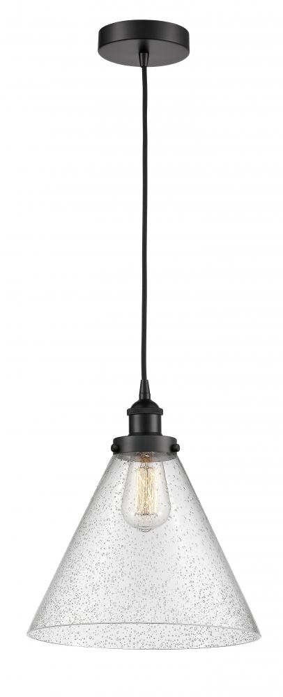 Cone - 1 Light - 12 inch - Matte Black - Cord hung - Mini Pendant