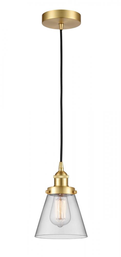 Cone - 1 Light - 6 inch - Satin Gold - Cord hung - Mini Pendant