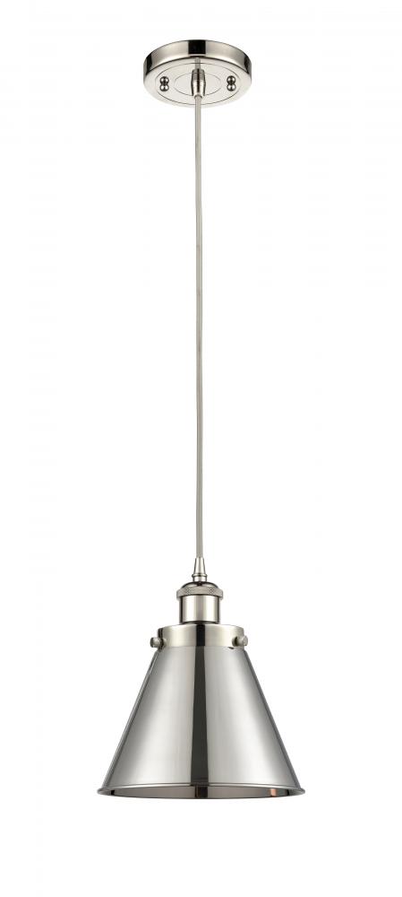 Appalachian - 1 Light - 8 inch - Polished Nickel - Cord hung - Mini Pendant